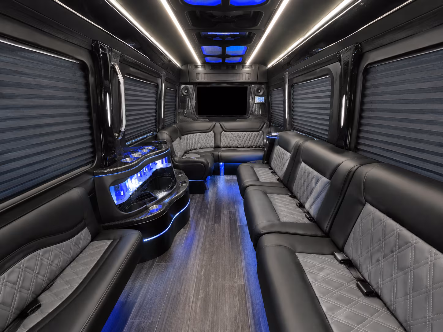 downey 30 passenger party bus inside