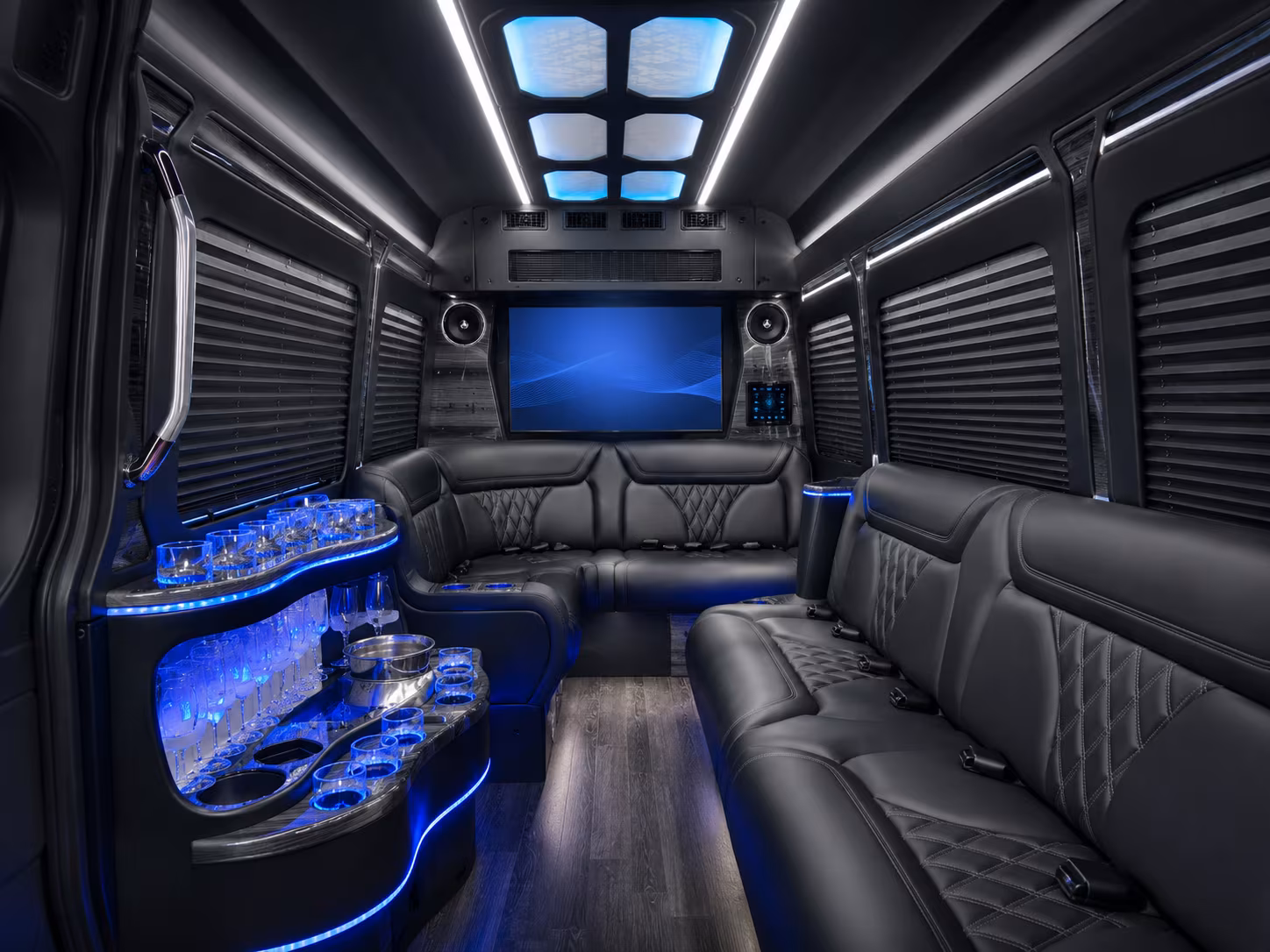 downey 40 passenger party bus inside